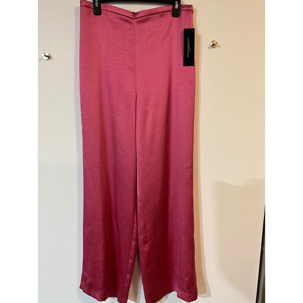 Donna Karan New York Pink Satin Wide Leg Pants Size Medium NWT